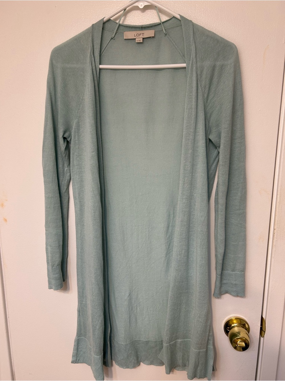 LOFT Mint Green Open-Front Long Cardigan